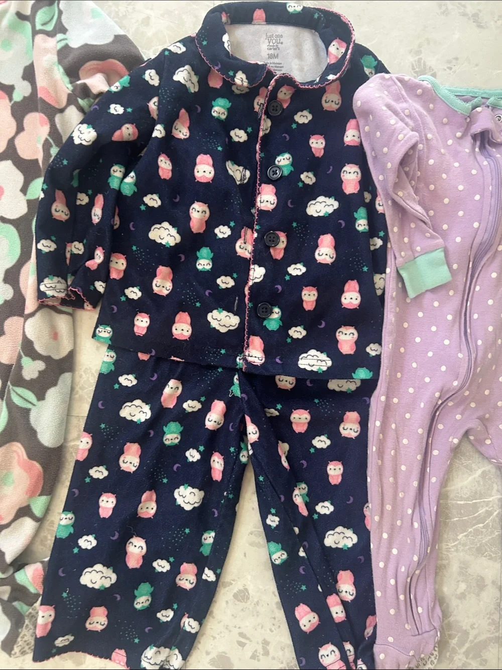 Carter's Girls' Assorted Footed Pajama Set - Purple, Pink, Navy, Mint